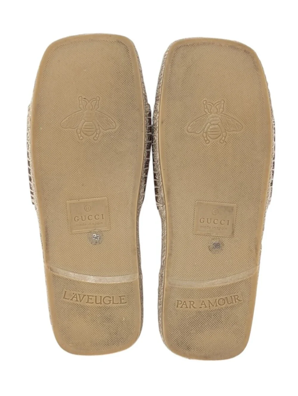 Gucci Interlocking G Brown Leather Espadrilles Flat Slide Sandals Size EU 38